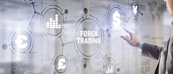 Напис Forex Trading на віртуальному екрані. Концепція бізнес фондового ринку — стокове фото