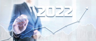 2022 Finans Çizelgesi. İş kavramı büyüme başarı süreci