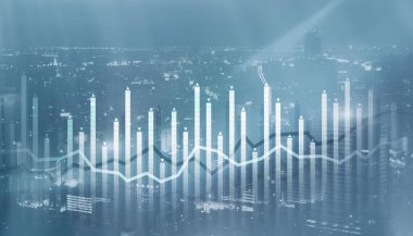 Modern mimari arka planında tarih ve çizgiler ekonomik grafik