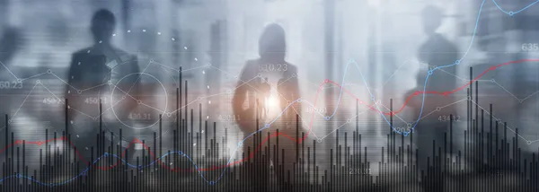 Banner voor gemengde media-analyse. Financiering Bedrijfs- en Investeringsconcept — Stockfoto