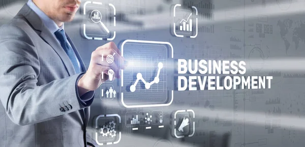 Business Development Planning. Inscription na 3D virtuální obrazovce — Stock fotografie