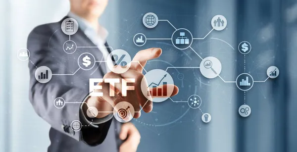 Биржевой торговый фонд. Концепция инвестора. ETF. Фондовый индекс — стоковое фото