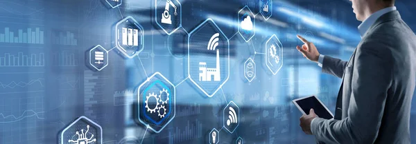 Concepto de industria inteligente. Automatización e intercambio de datos en las tecnologías de fabricación —  Fotos de Stock