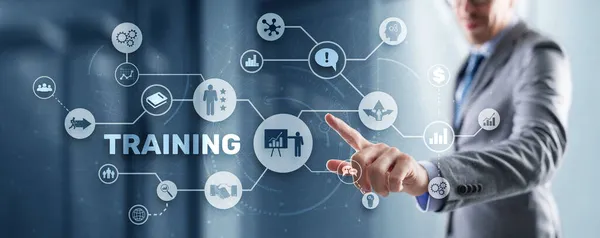 Training Education Motivation E-Learning Geschäftskonzept auf virtuellem Bildschirm — Stockfoto