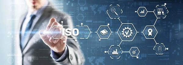 ISO-Zertifizierungskonzept Standard-Qualitätskontrolle. Internationaler Standard für Informationssicherheit — Stockfoto