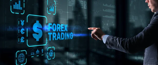 Inscripción Forex Trading en pantalla virtual. Concepto de bolsa de negocios — Foto de Stock