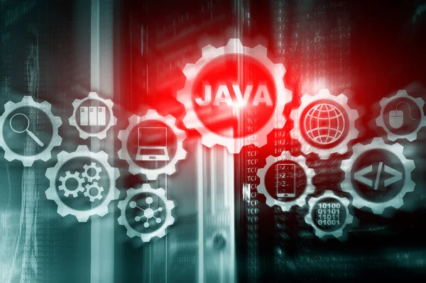 Javaプログラミングの概念 仮想マシン サーバールームの背景で — ストック写真