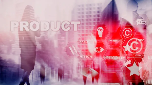 Business Product Promotion Design Concept Dvojitá Expozice Pozadí — Stock fotografie