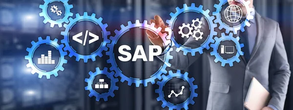 Concetto di automazione del software di sistema SAP sullo schermo virtuale — Foto Stock