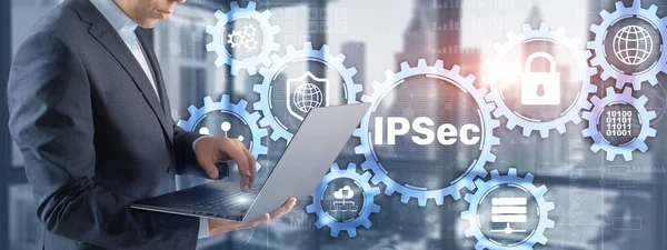 IP-säkerhet. Dataskyddsprotokoll. Blå teknologi bakgrund. IPSec — Stockfoto
