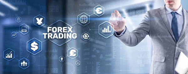 Надпись Forex Trading on Virtual Screen. Концепция фондового рынка — стоковое фото