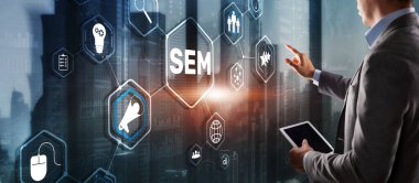 SEM Arama Motoru En İyimser Pazarlama Sıralama Trafik İnternet Sitesi Teknoloji İletişim Konsepti