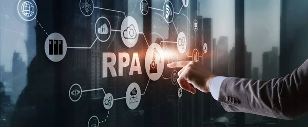 RPA. Robotische Prozessautomatisierung auf virtuellem Bildschirm — Stockfoto