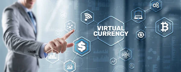 Koncepcja wymiany walut wirtualnych. Kontekst technologii finansowych — Zdjęcie stockowe
