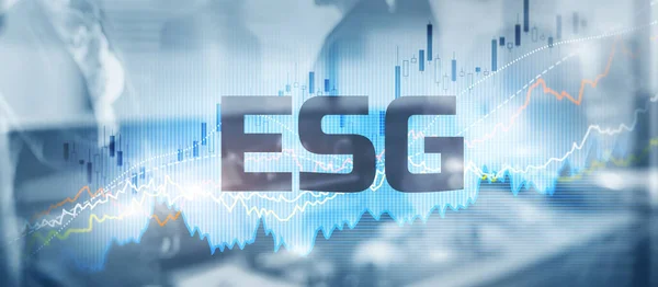 ESG Környezetvédelem szociális kormányzás beruházás vegyes média üzleti koncepció elvont háttérrel — Stock Fotó