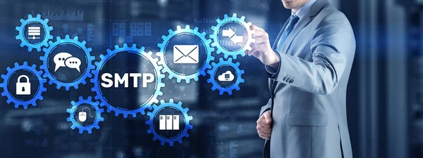 Protokol transfer surat sederhana. Protokol transfer surat server Smtp. Protokol IP TCP mengirim dan menerima surel — Stok Foto