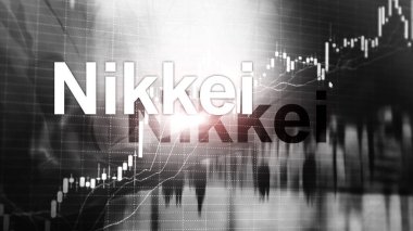 Siyah ve beyaz. BW. Nikkei 225 hisse ortalaması indeksi. Finansal İş Ekonomisi Konsepti