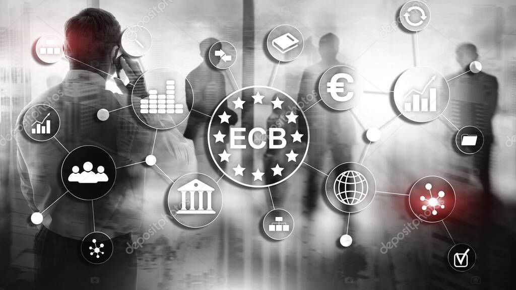 Black and white. BW. ECB European central bank Business finance concept