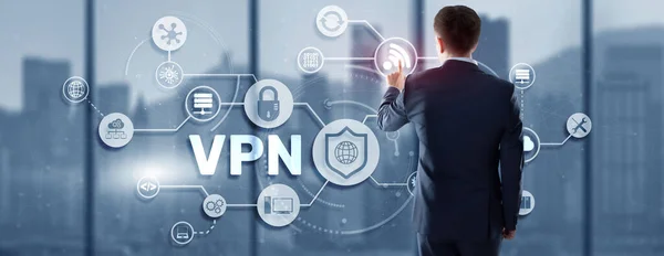 VPN réseau privé virtuel. Fournit confidentialité, anonymat et sécurité aux utilisateurs en créant une connexion réseau privée via une connexion réseau publique — Photo