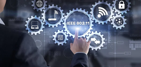 Concepto de transmisión inalámbrica de datos IEEE. 802.11. —  Fotos de Stock