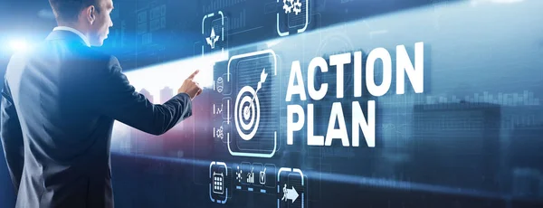 Business Action Plan strategy concept on virtual screen. Time management — Stock Photo, Image