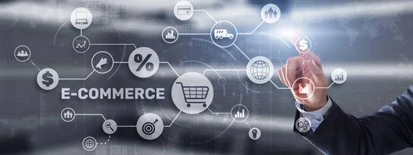 Elektronikus kereskedelem Üzleti Digitális Marketing koncepció. Elektronikus kereskedelem — Stock Fotó