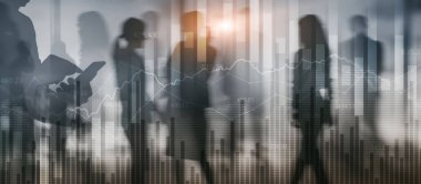 Sanal finansal grafiğe çoklu maruz kalma hologram araştırma ve analitik konsepti