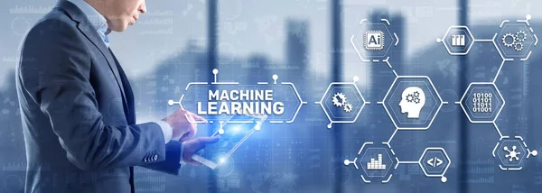 Machine Learning Concepto moderno de tecnologías informáticas. Inteligencia artificial IA — Foto de Stock