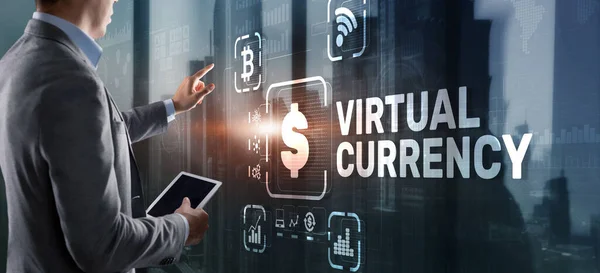 Konceptet Virtual Currency Exchange Investment. Finansiell teknik — Stockfoto