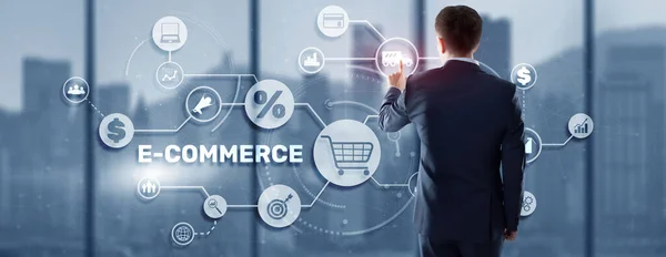 Biznes e-commerce Digital Marketing Concept. Handel elektroniczny — Zdjęcie stockowe