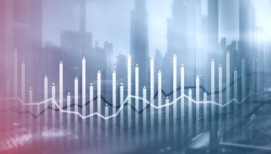 Modern mimari arka planında tarih ve çizgiler ekonomik grafik