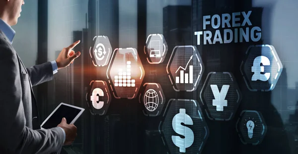 Inscription Forex Trading on Virtual Screen. Business Stock market concept — Stock Photo, Image