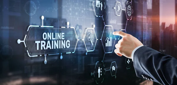 Online Training koncept. Business Hand trycka på OT inskription — Stockfoto