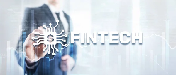 Fintech Investimento em tecnologia financeira Mídia mista Conceito de negócio — Fotografia de Stock