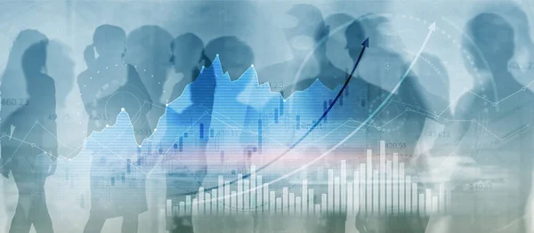 Virtuální obrazovka se změnami akciového trhu. Graf Business Finance — Stock fotografie