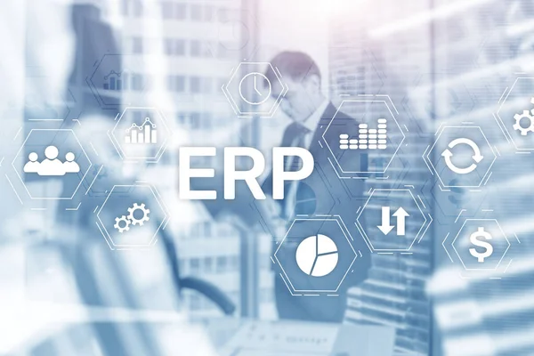Concepto ERP de planificación de recursos empresariales. Gente de negocios — Foto de Stock