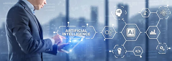Artificial Intelligence Nanotechnologies Business Technologies concept. Futuristic background — Stock Photo, Image