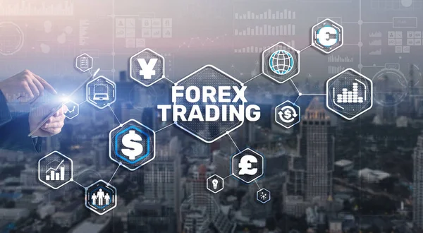 Napis Forex Trading na wirtualnym ekranie. Koncepcja rynku akcji — Zdjęcie stockowe