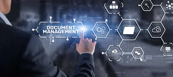 Sistema Gestão Documentos Conceito Tecnologia Negócios Dms Tela Virtual — Fotografia de Stock