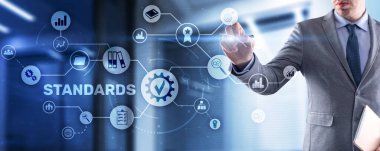 Standart Kalite Kontrol Garantisi İnternet İş Teknolojisi Konsepti Karışık Medya.