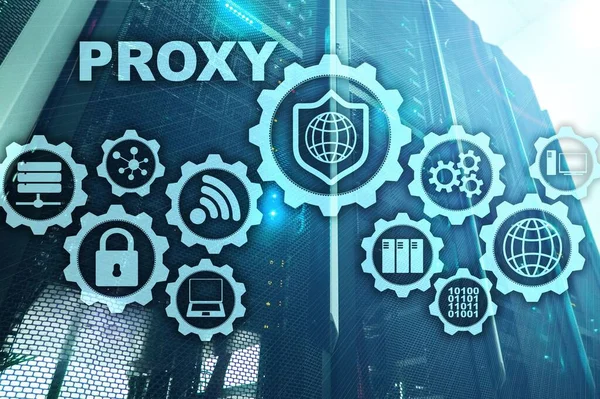 Proxy Server Cyber Security Concept Network Security Virtual Screen Server — Stock Photo, Image