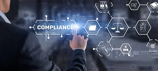 Compliance Regulation Conceito Tecnologia Empresarial Sistema Controlo Gestão Dos Riscos — Fotografia de Stock