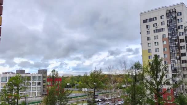 Timelapse Heavy Clouds Moving City — Stock video