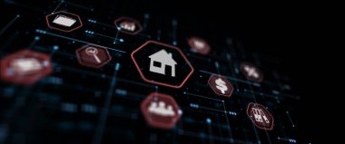 Smart Home futuristic interface abstract blurred background.