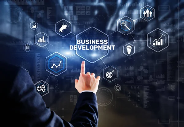Business Development Planning Inscription Virtual Screen — Stock Photo, Image