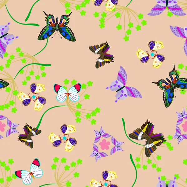 Karte mit Schmetterling und Blumen — Stockvektor