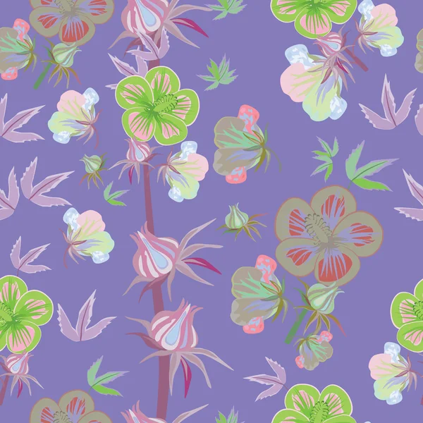 Färgglada blommor och blad - sömlösa mönster — Stock vektor