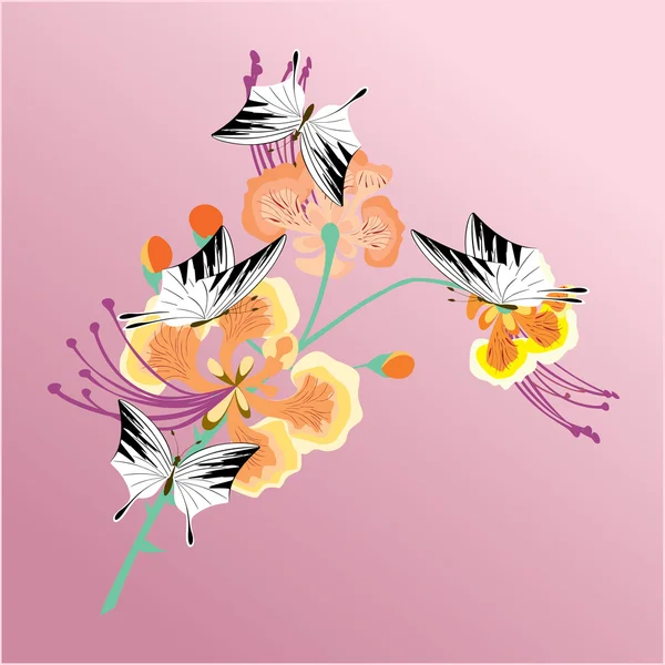 Fleur et papillon — Image vectorielle