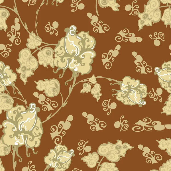 七彩花朵和叶子-无缝模式 — 图库矢量图片