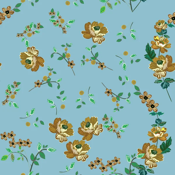 Fleurs et feuilles colorées - motif sans couture — Image vectorielle